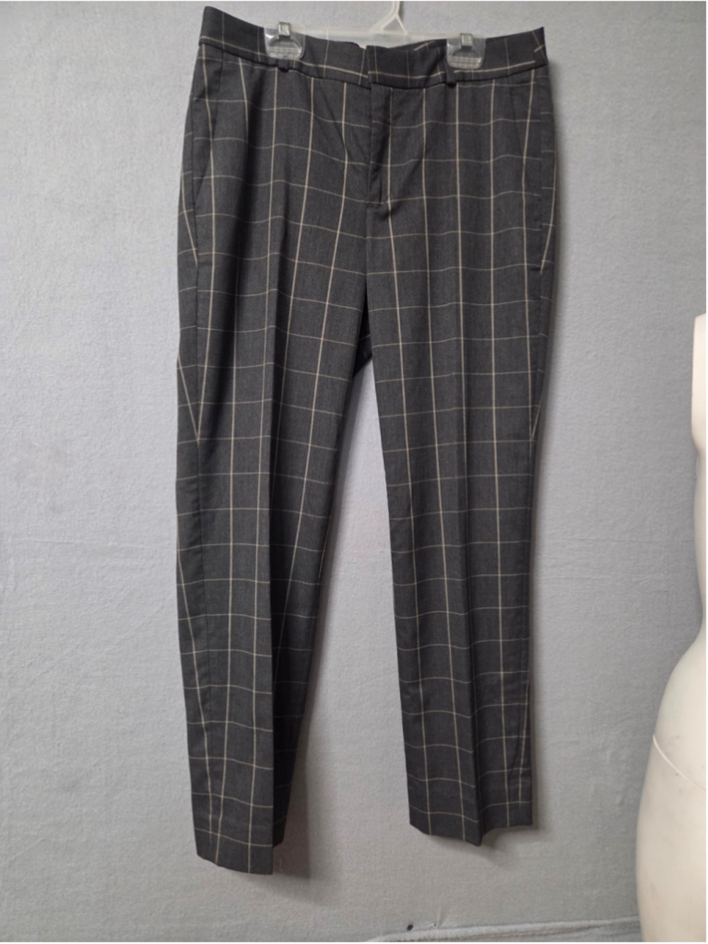 Women's Banana Republic Avery Trousers Size 6 Grey White Plaid